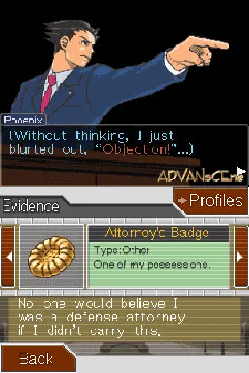 Phoenix Wright - Ace Attorney - Justice for All (USA) screen shot game playing